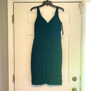 Bisou Bisou, black and green lace dress